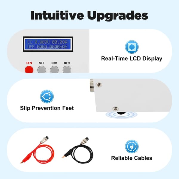 Batterikapacitetstestare, Precision Lasttest, LCD-display,Off White