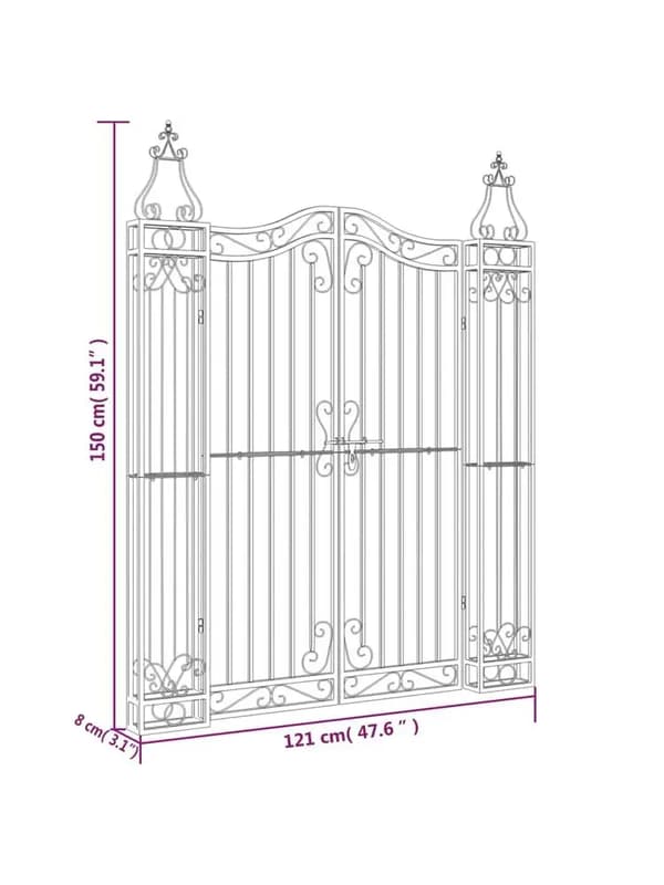 Haveport, Smedejern, Ornamental Design,Sort