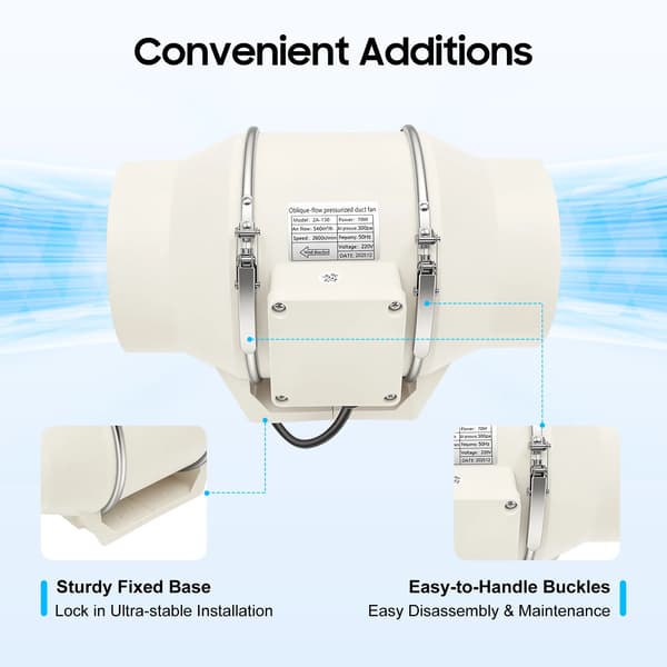 Afbudsventilator, 75W Motor, Høj Luftstrøm,HVID