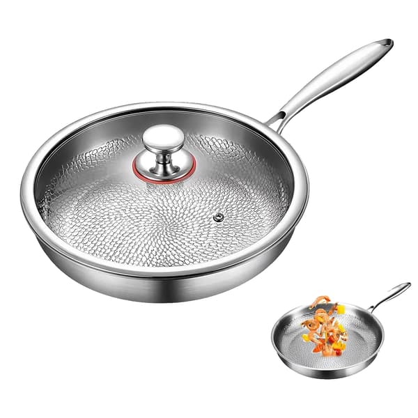 Stegepande, Ridsefast, Non-Stick Titaniumlegering,Lys Grå
