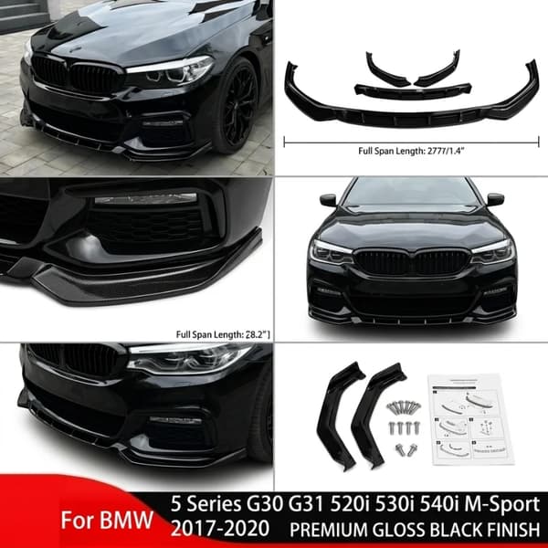 Bumper Lip Kit, Nem Installation, Forbedret Aerodynamik,Glans Sort