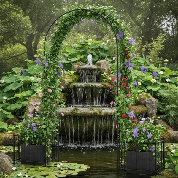 Havebue, Blomsterblad Design, Dobbelt Plantekasser,sort