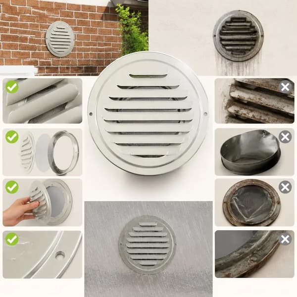 Ventilationsgaller, Rostfritt Stål, Insektsnät Ingår,Silver