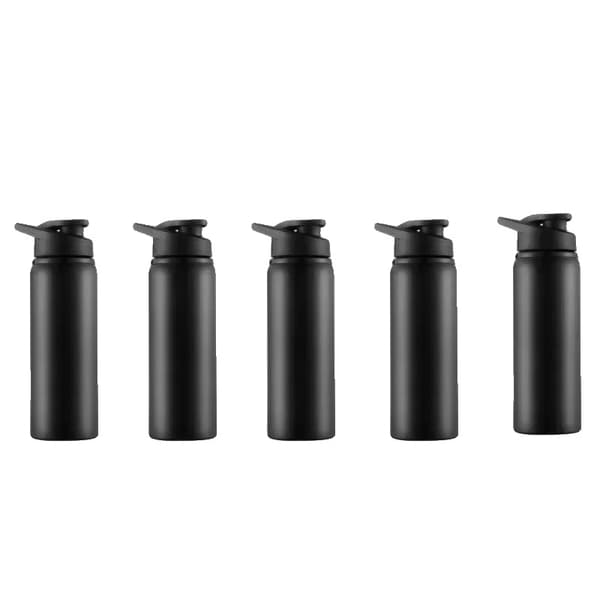 Vandflaske, Holdbart Rustfrit Stål, Ideel til Udendørs Aktiviteter,600ml, Sort 5stk
