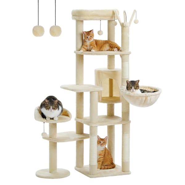 Kattetree, Multi-niveau Design, Interaktive Legefunktioner,L-a, Beige