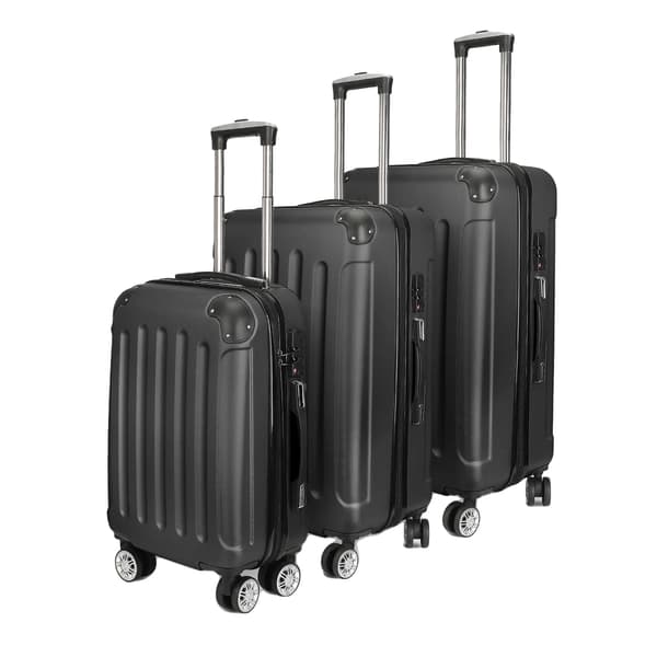 Bagagesæt, Holdbart ABS-plast, 4 Spinner-hjul,Sort-A