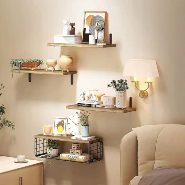 Flydende Hylder, Fire-Niveau Design, Metal Konstruktion,sort