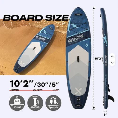 Stand Up Paddle Board, Skridsikker Overflade, Komplet Tilbehørssæt,Blå