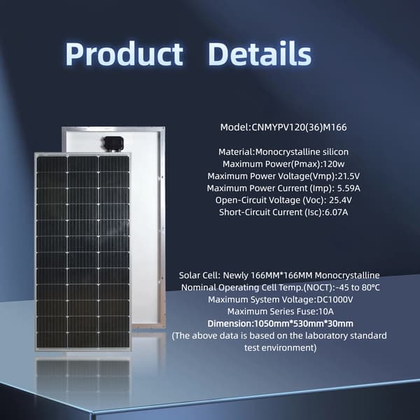 Solpanel, Høj Effektivitet, Holdbart Design,120w 2stk