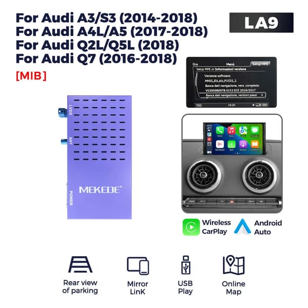 Dekoderlåda, Trådlös CarPlay, Android Auto Retrofit Kit,LA9-AUMIB
