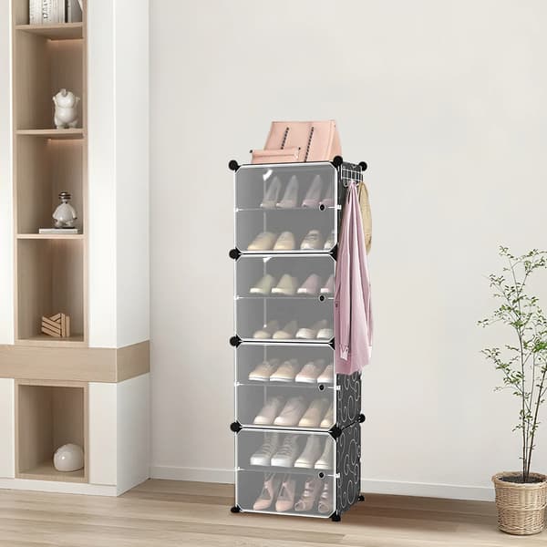 Sko Rack, Modulær Opbevaring, Nem Samling,sort