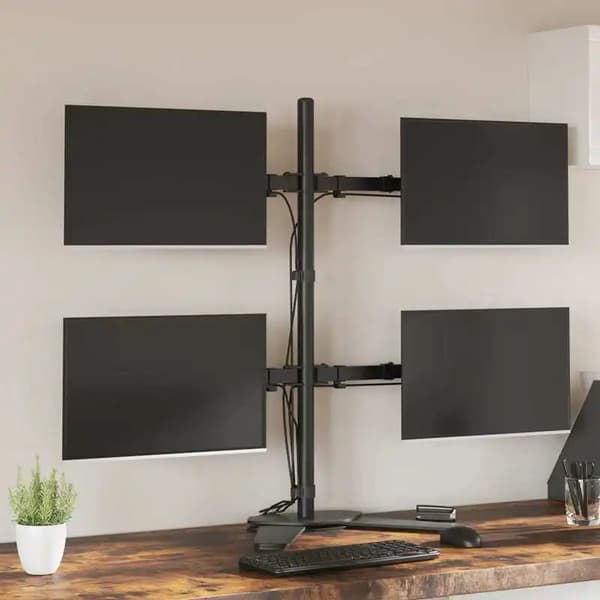 Monitorställ, Justerbar Höjd, Robust Stål Design,Svart