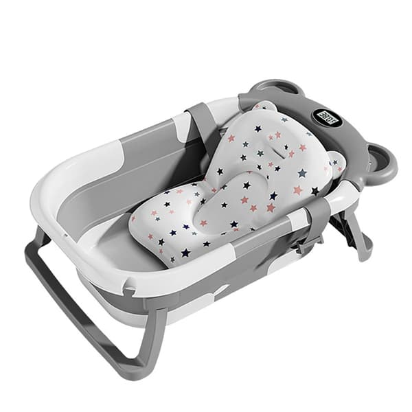 Babytub, Fällbar Design, Integrerad Termometer,GRÅ