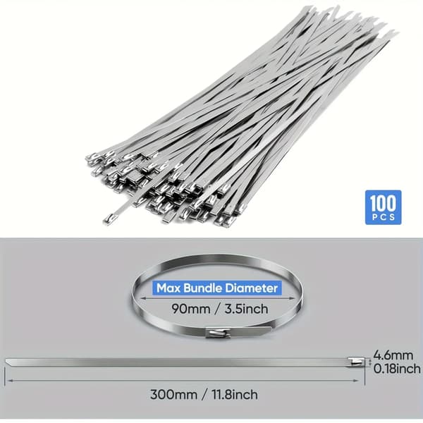 Hegnsbindere, Rustfrit Stål, Selv-Låsende Design,100pcs