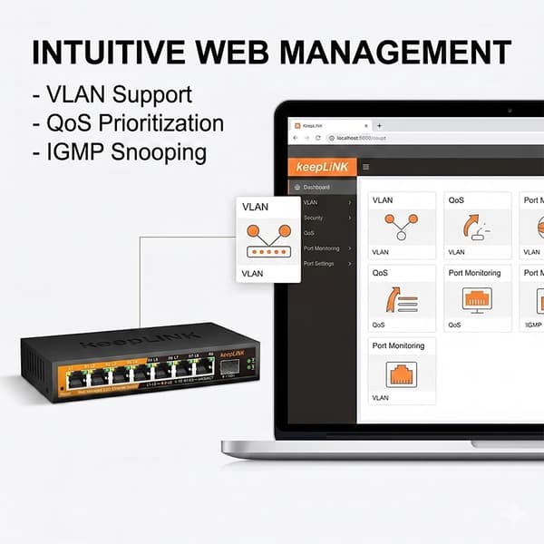 Netværksswitch, 9-porte, web-administreret,8x2.5GbE 1x10G SFP