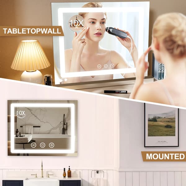 Makeup Spejl, LED Belysning, Justerbar Lysstyrke,HVID