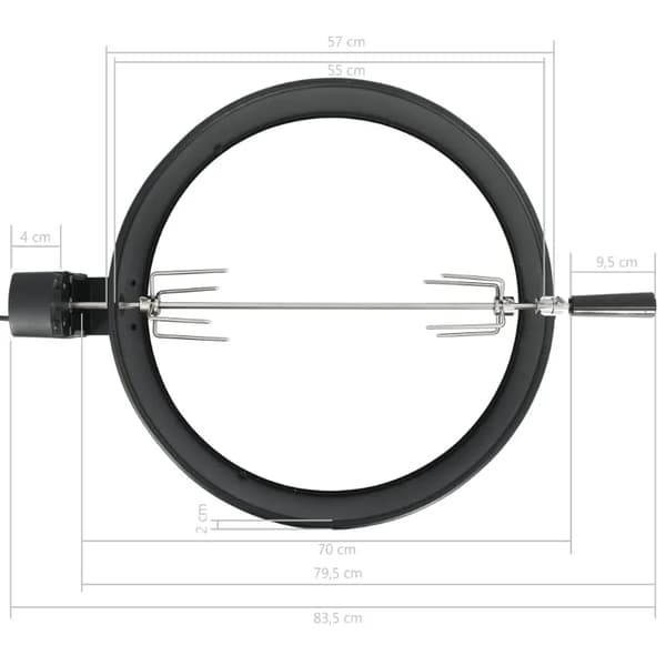 Rotisserie Kit, Holdbar Stål Konstruktion, Passer til Standard Grill,sort