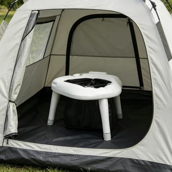 Bärbar Campingtoalett, Fällbar Design, Inkluderar Avfallspåsar,VIT