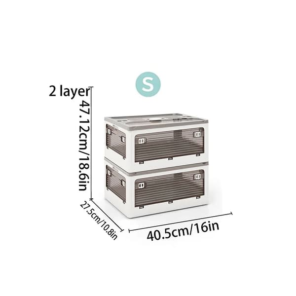 Förvaringslåda, Stapelbar, Fällbar Design,Vit-S-2