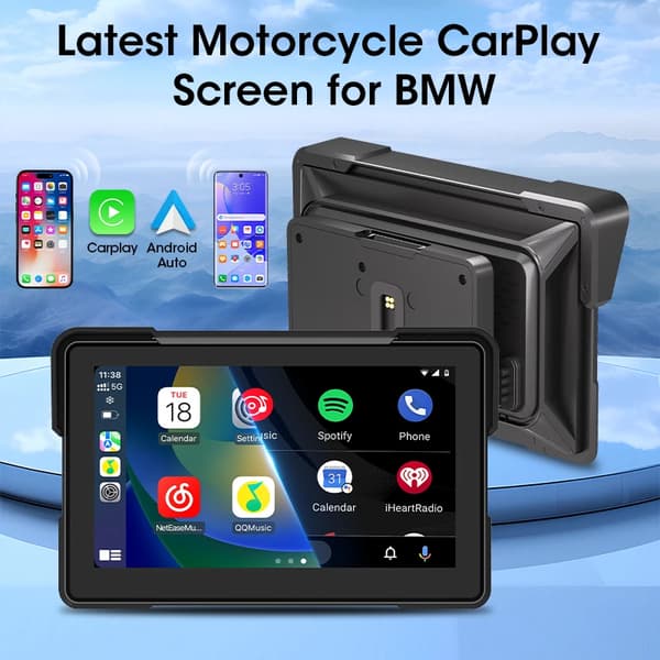 Motorcykel Dashboard Display, 7 tommer, Trådløs Forbindelse,7 tommer Carplay