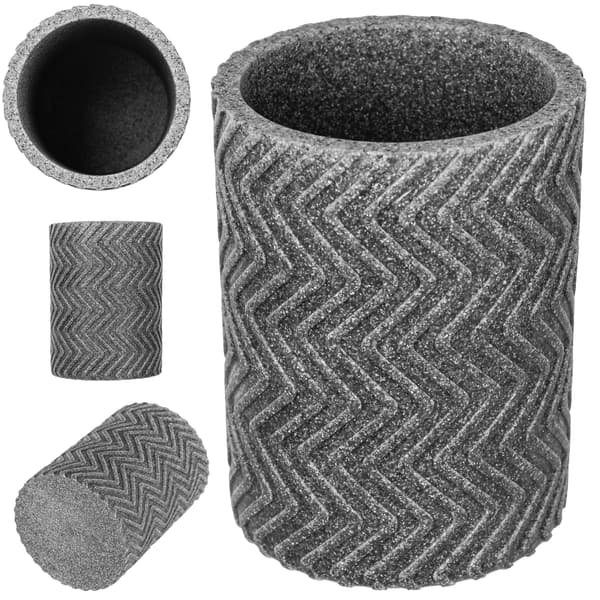 Tandbørsteholder, Moderne Zigzag Design, Holdbar Polyresin,GRÅ