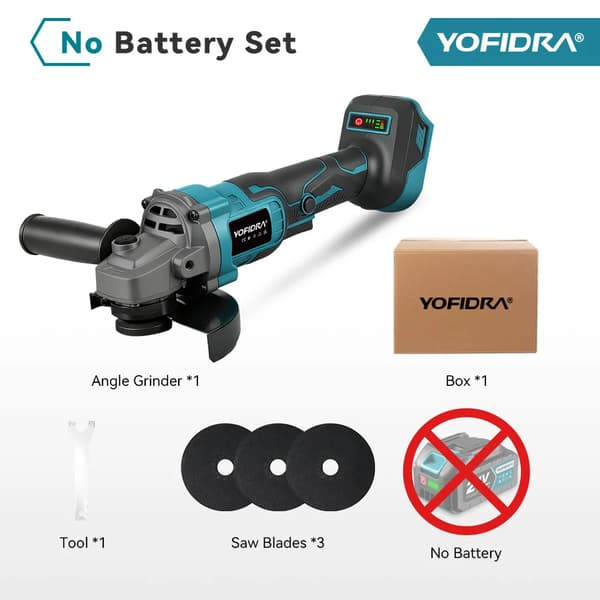 Vinkelslip, Borstlös Motor, 3 Hastighetsinställningar, Inget batteri