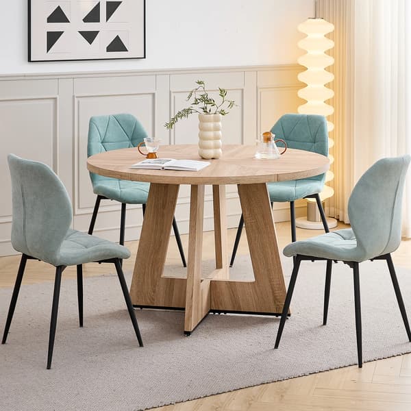 Matbordset, Modernt Runt Bord, Klädda Stolar,Mint-set