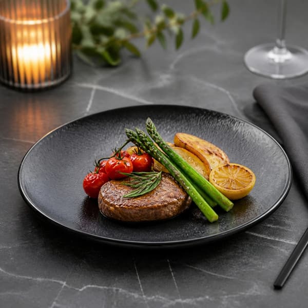 Tallrik, Elegant Design, Stötsäker,Svart