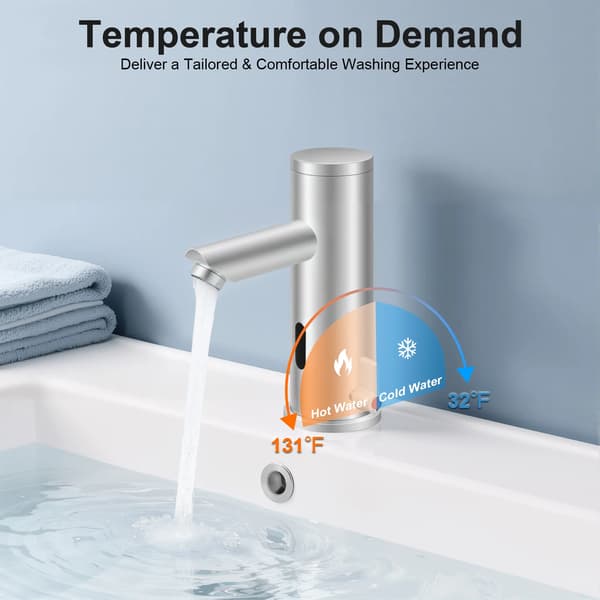 Vaskeskuffe, Automatisk Sensor, Temperaturkontrol,Sølv