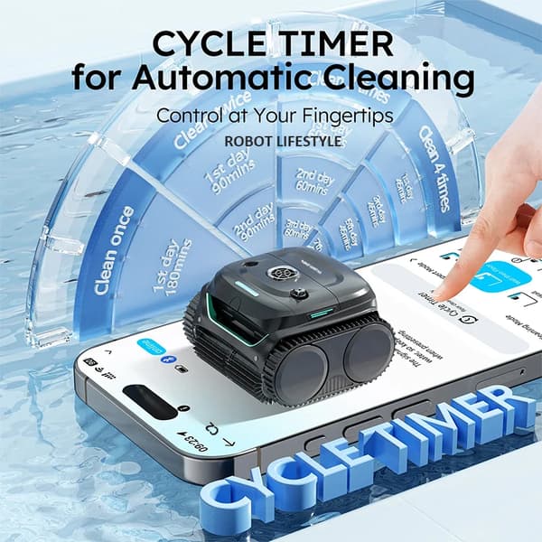 Poolrobotstädare, Appkontroll, Dubbelskiktsfiltrering,C2(110-240V)