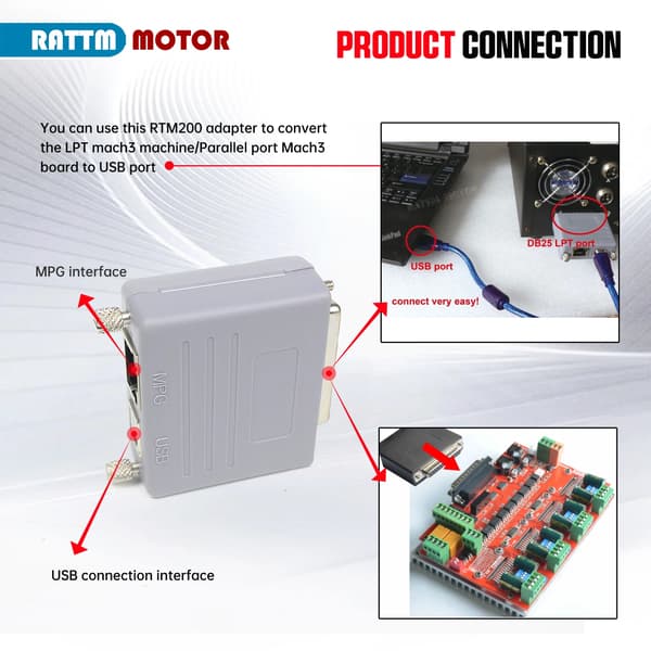 USB bevægelseskontroller, op til 200kHz, understøtter Mach3-software, kontrollerer op til 6 akser, USB til PC-interface, CE-certificeret