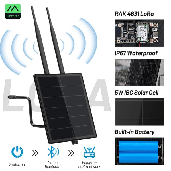 Solnod, 5W Panel, LoRaWAN Kompatibel,868MHz och 2 batterier