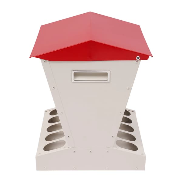 Hönsfoderautomat, Galvaniserat Stål, 11 kg Kapacitet,Röd