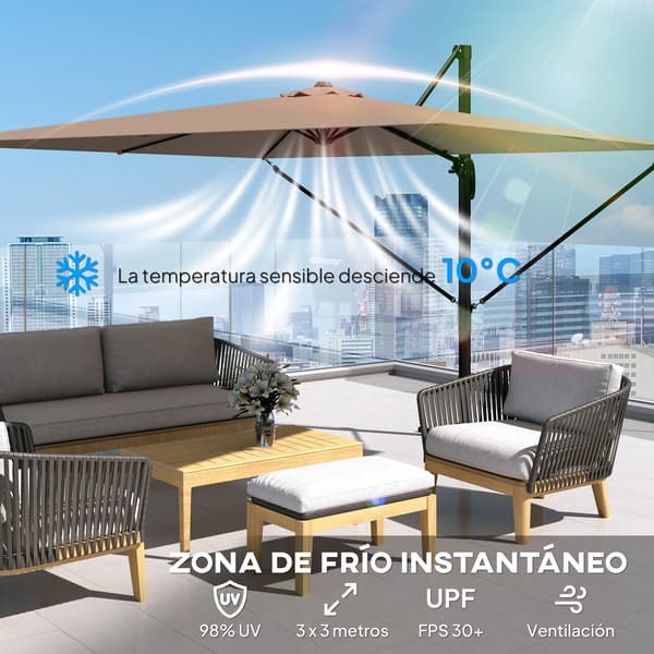 Haveparasol, Justerbar Tilt, Robust Konstruktion,Khaki