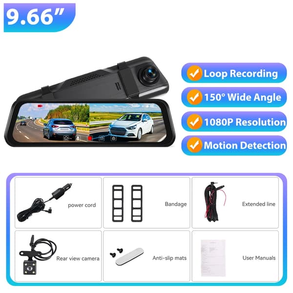 Dash Cam, Dual-linse, 1080P Frontkamera,DVR kun