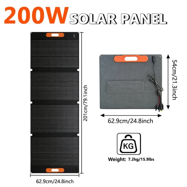 Solpanel, Høj Effektivitet, Foldbar og Bærbar,200W Fleksibel Solenergi