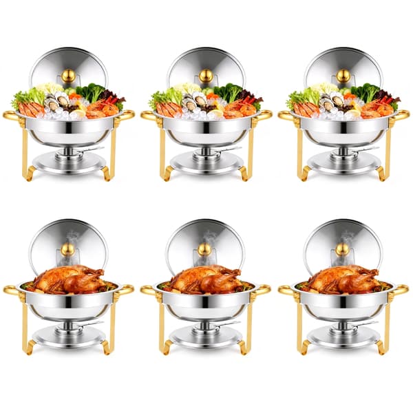 Chafing Dish, Rustfrit Stål, Buffetvarmer Sæt,6 Pakke