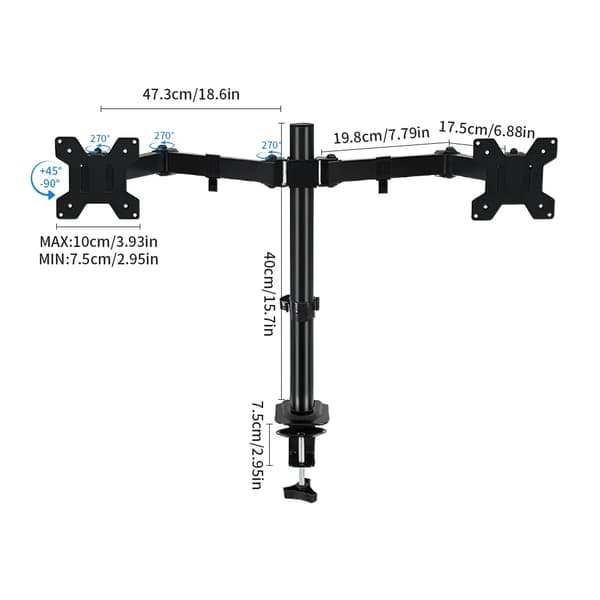 Skärmställ, Justerbar Arm, Multi-Axis Positionering,svart