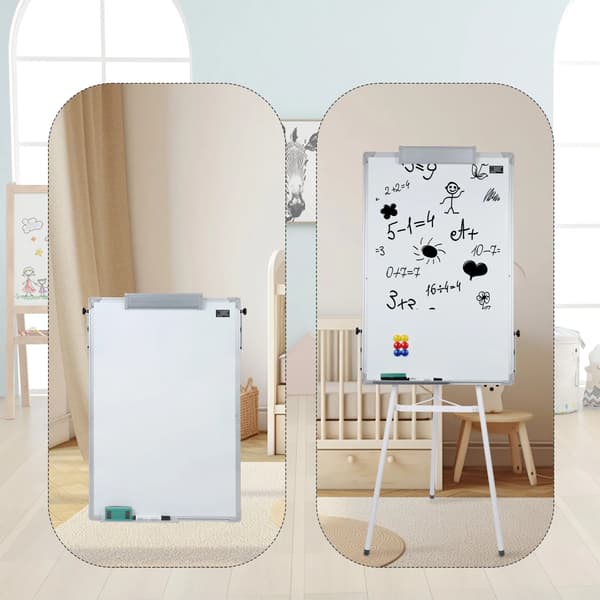 Whiteboard, Aluminiumramme, Justerbar Højde,Sort