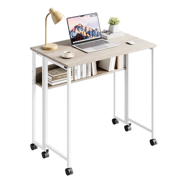 Foldbart Skrivebord, Pladsbesparende Design, Nem Mobilitet,ork
