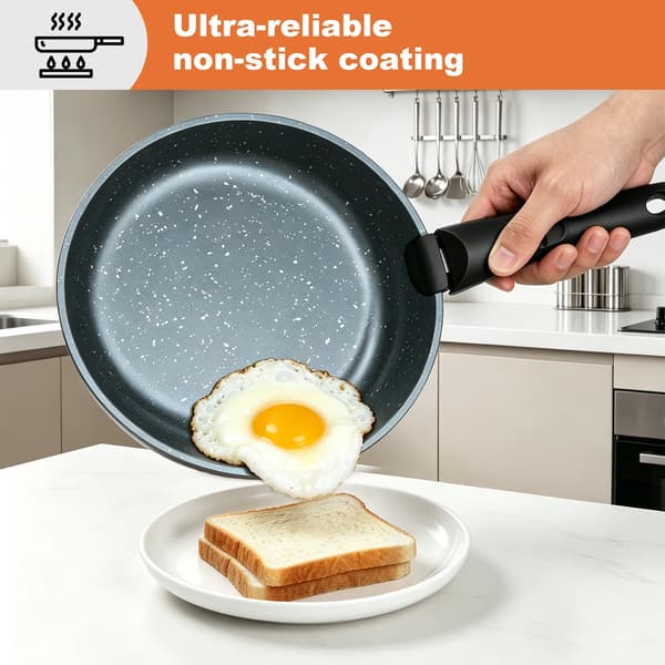 Køkkengrej Sæt, Non-Stick Materiale, Aftageligt Håndtag,5PCS
