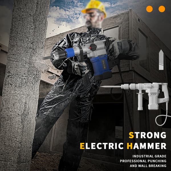 Rotary Hammer Drill, 1500W Effekt, 4-Funktionsdesign,Blå