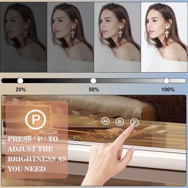 Sminkspegel, LED-belysning, Smart Touch-kontroll,VIT