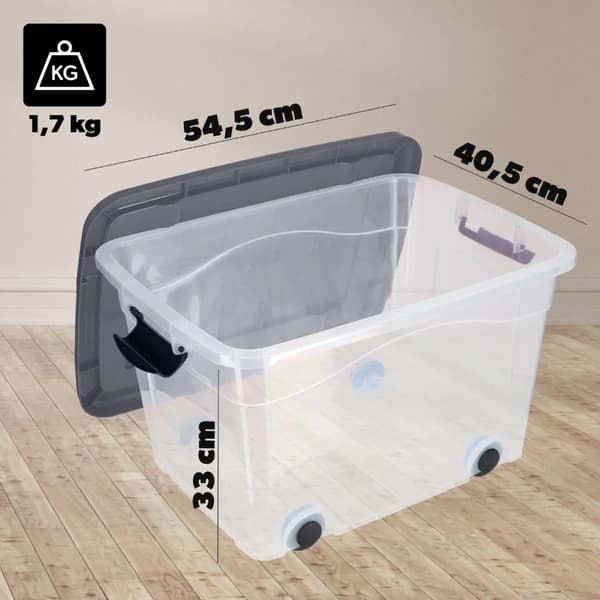 Förvaringsbehållare, 40L kapacitet, stapelbar design,M, Ljusgrå
