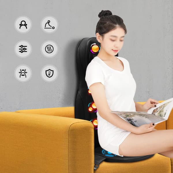 Massagepude, Opvarmet Vibration, Ergonomisk Design,sort