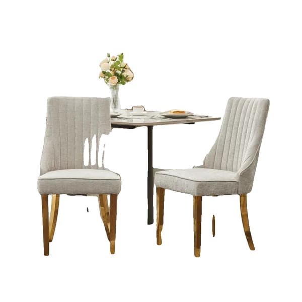 Spisestol, Moderne Chenille Polstring, Rustfrit Stål Ben,CQY-beige