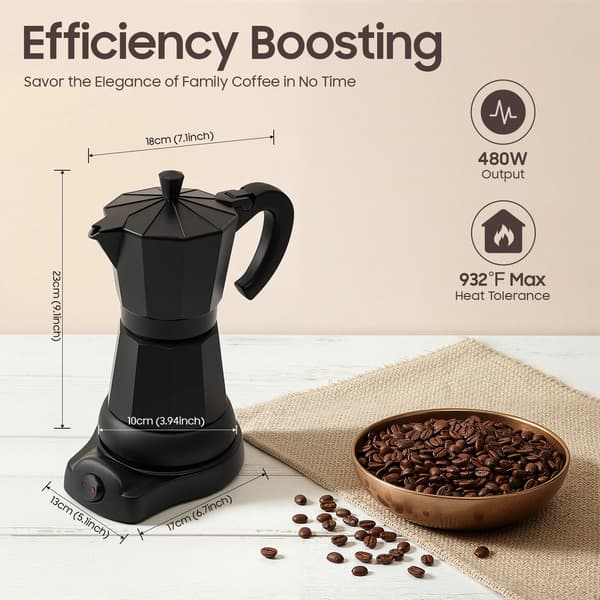 Elektrisk kaffekande, 300 ml kapacitet, hurtig brygning,sort