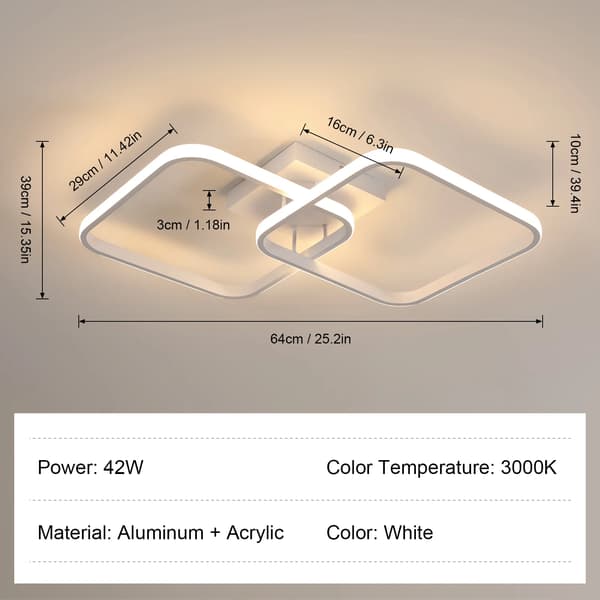 Loftlampe, 42W LED, Varm Hvid,3000K
