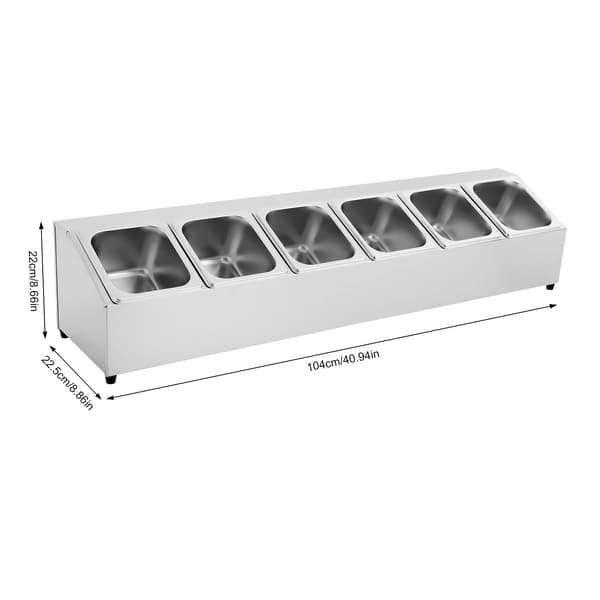 Ingrediensbeholder, Rustfrit Stål, 6-Kompartments Design,Sølv