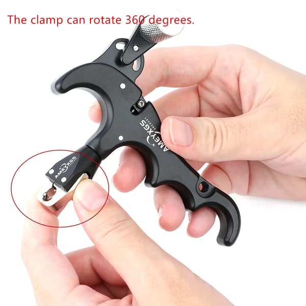 Bueskydning Udgivelseshjælp, 4-Finger Mekanisme, 360° Drejetrigger,sort